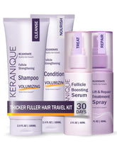 Keranique volumizing shampoo bottle boosts hair fullness and body
