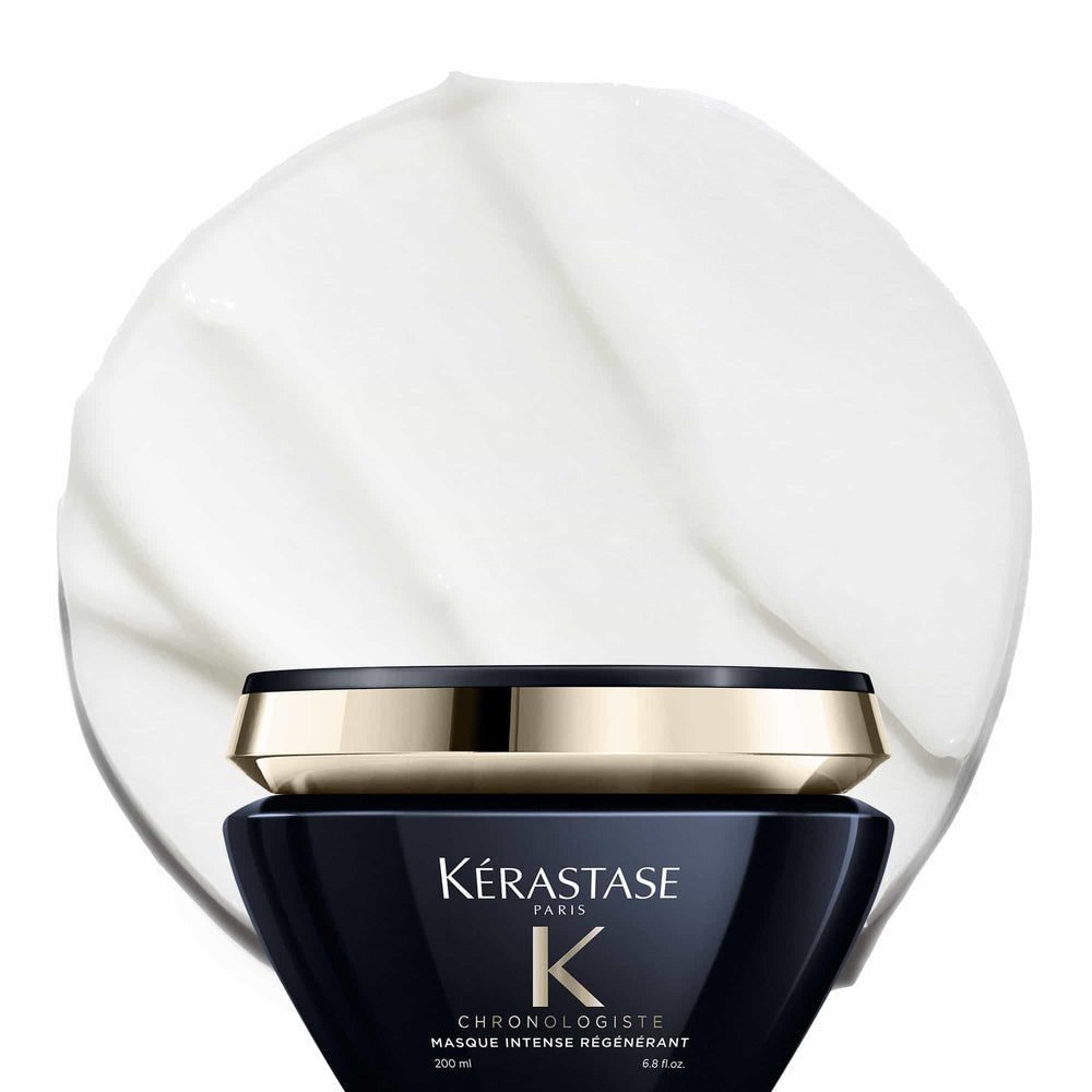KÉRASTASE Chronologiste hair mask packaging highlights premium conditioning.