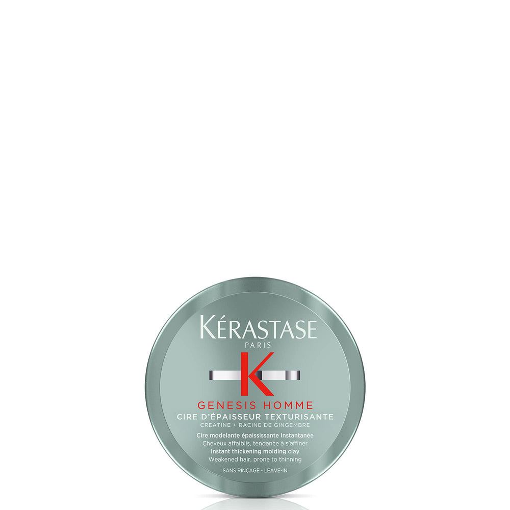 KÉRASTASE Genesis Homme wax tube close-up showing packaging for textured, light-hold styling.