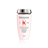 Kerastase Genesis Strengthening Shampoo bottle closeup highlights fortifying formula for breakage-prone hair