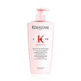 Kérastase Genesis shampoo bottle strengthens weak hair for detangling.