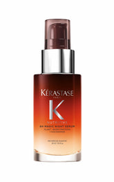 KÉRASTASE Nutritive 8H Magic Night Serum bottle close-up highlighting premium packaging for overnight care.