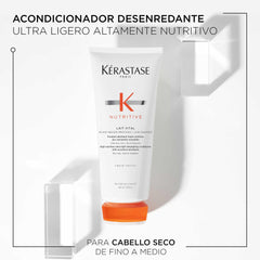 Kerastase Nutritive Lait Vital being applied to mid-lengths for even hydration.