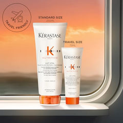 Kérastase Nutritive Lait Vital label close-up — premium conditioning for soft, manageable hair.