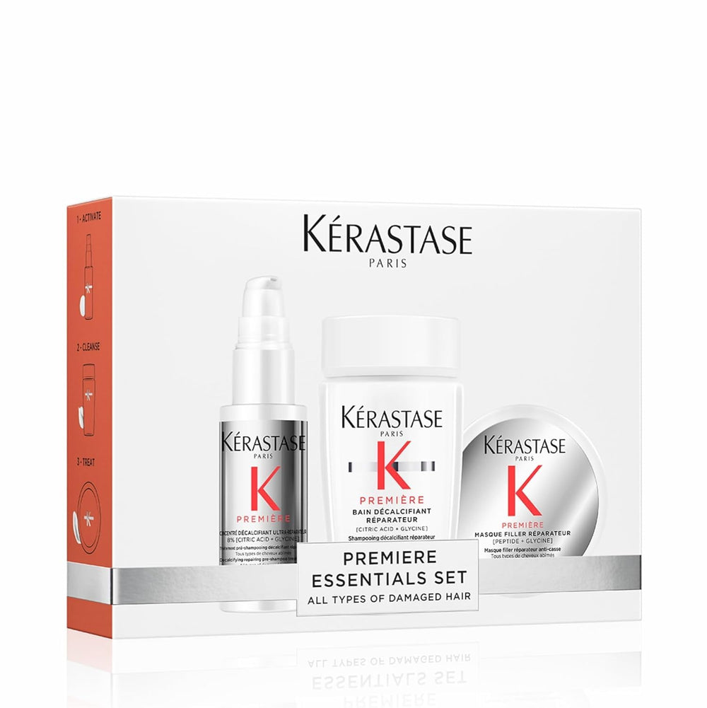 KÉRASTASE Premiere Discovery Set pre-shampoo bottle ready for calcium-removing treatment