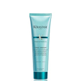 Kerastase Resistance Ciment Thermique bottle showcases heat protection up to 450F for damage-prone hair.