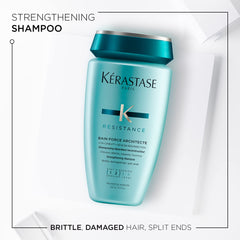 Kérastase Resistance Force Architecte close-up – smooth, resilient strands after cleanse.