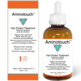 KERATIN RESEARCH Aminotouch bottle closeup shows protein-rich nourishment for stronger hair