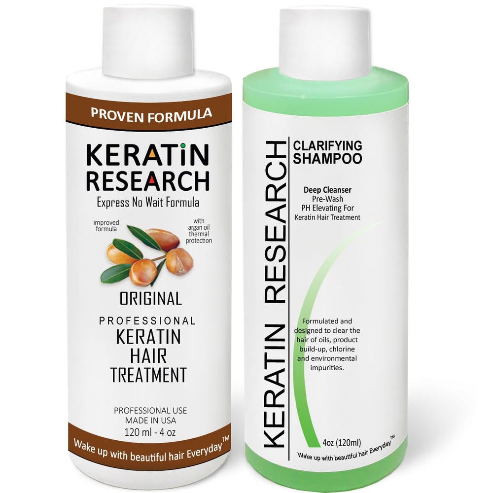 KERATIN RESEARCH Brazilian keratin-treatment bottle for at-home straightening results