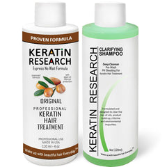 KERATIN RESEARCH Brazilian keratin-treatment bottle for at-home straightening results