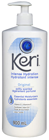 Keri Original Lotion 900ml bottle delivering silky hydration for dry skin.