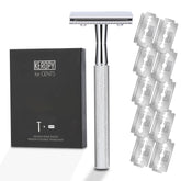 Keropy single blade safety razor glossy silver for smooth glide