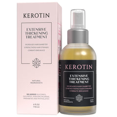 K Kerotin hair thickening spray bottle delivers instant volume and smoother strands.