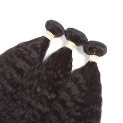 Kerriana Kinky Straight bundles double weft close-up illustrating reduced shedding for durable sew-ins