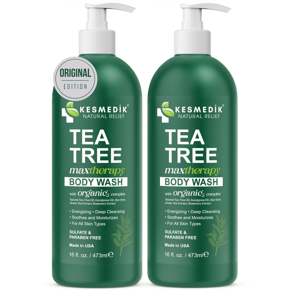 KESMEDIK Tea Tree Body Wash bottle front – refreshing cleanse for sensitive skin