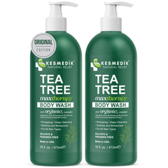 KESMEDIK Tea Tree Body Wash bottle front – refreshing cleanse for sensitive skin