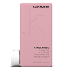 KEVIN.MURPHY ANGEL.RINSE bottle pour promotes gentle, color-safe conditioning for fine hair.
