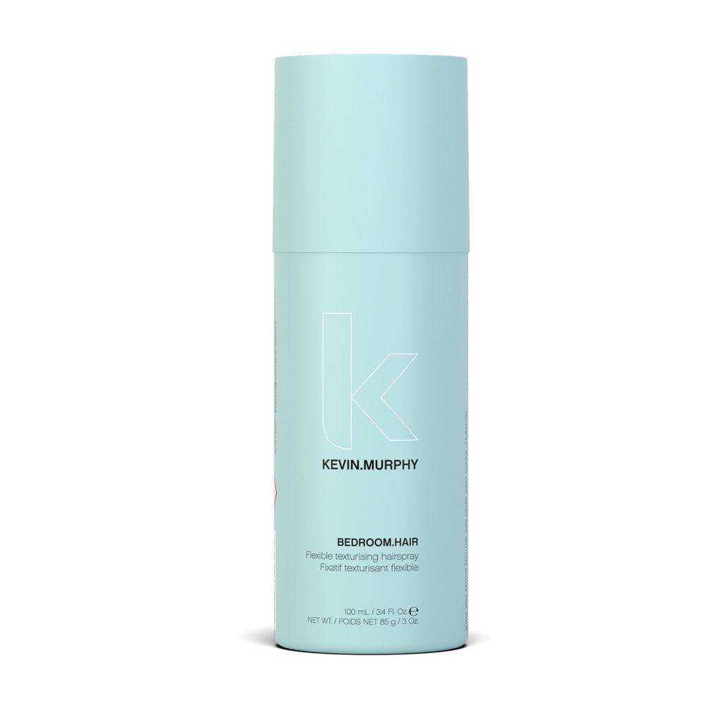 KEVIN.MURPHY BEDROOM.HAIR spray close-up shows flexible texture for touchable hair.