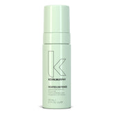KEVIN.MURPHY HEATED.DEFENSE bottle pour shows weightless heat protection for all hair types.
