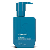 Kevin.Murphy RE.STORE cleansing treatment bottle on vanity for targeted repair of dry hair
