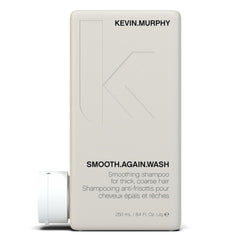 KEVIN.MURPHY SMOOTH.AGAIN WASH bottle closeup showing frizz control and hydration