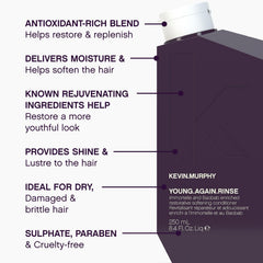 KEVIN.MURPHY Young.Again.Rinse ingredients baobab oil and orchid extract for strengthened hair