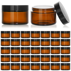 KEYWING 1oz amber glass jar with black lid—UV protection for fresh homemade lotions.
