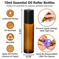 KEYWING amber-glass roller bottle cap keeps oils secure and protected.