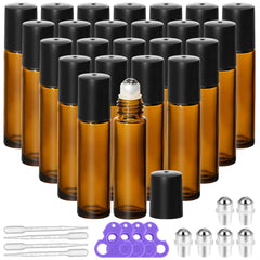 KEYWING amber roller bottle 10ml set for travel-friendly essential oil storage.