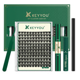 KEYYOU lash clusters kit 144pcs collection shows versatile lashes for DIY volume looks.