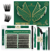 KEYYOU lash-extension-kit-144pcs close-up shows bundles for DIY at-home lash artistry.