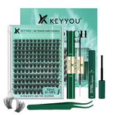 KEYYOU lash kit with 144 pieces for easy at-home eyelash extensions.