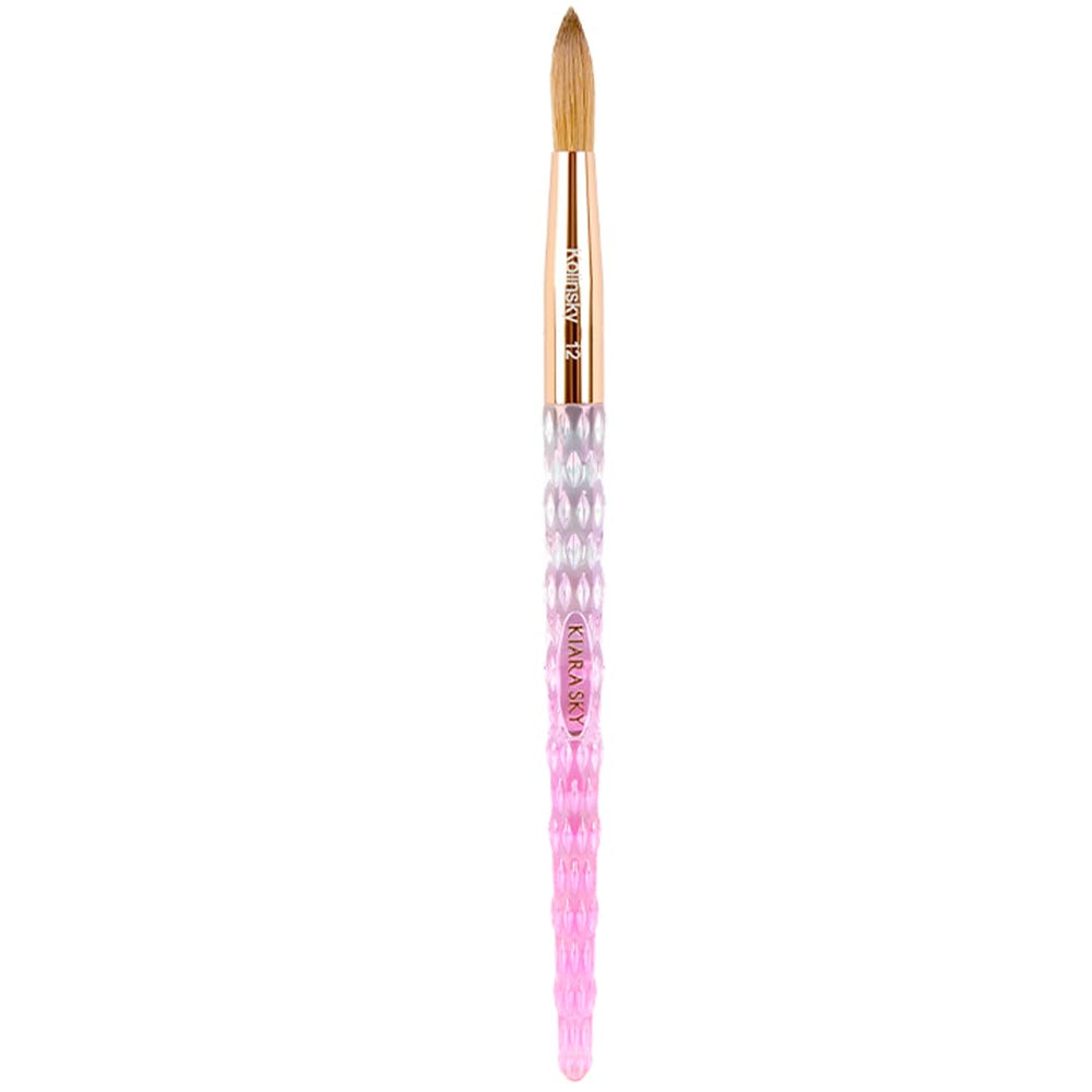 Kiara Sky acrylic brush 12 pink crystal-cut handle for precise acrylic application.
