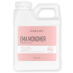 Kiara Sky EMA Monomer bottle close-up showing clear formula for bubble-free acrylic nails