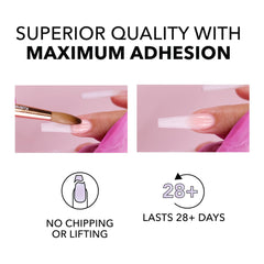 Kiara Sky EMA Monomer with powder compatibility visual for versatile nail looks