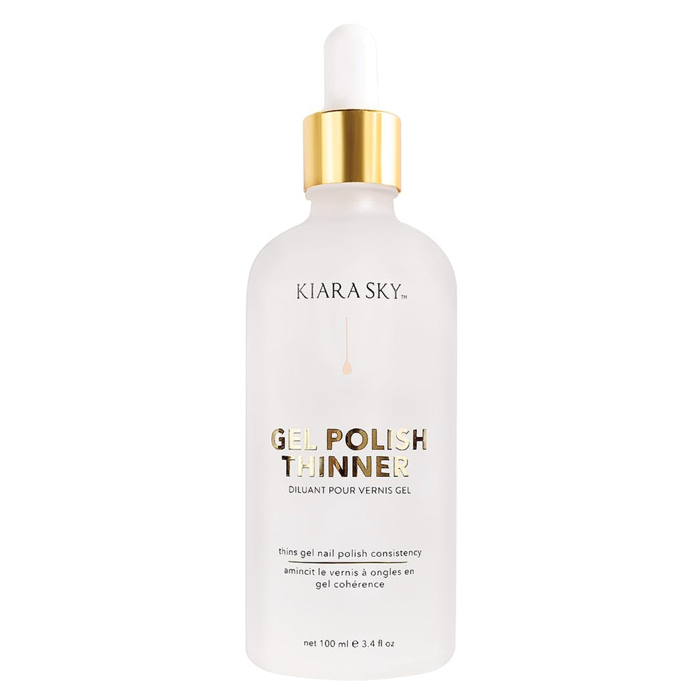 Kiara Sky Gel Polish Thinner bottle with dropper enables easy revival of thick polishes
