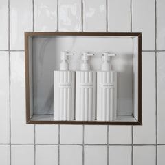 KIBAGA stylish conditioner dispenser bottle adds spa-like neatness to bathroom.