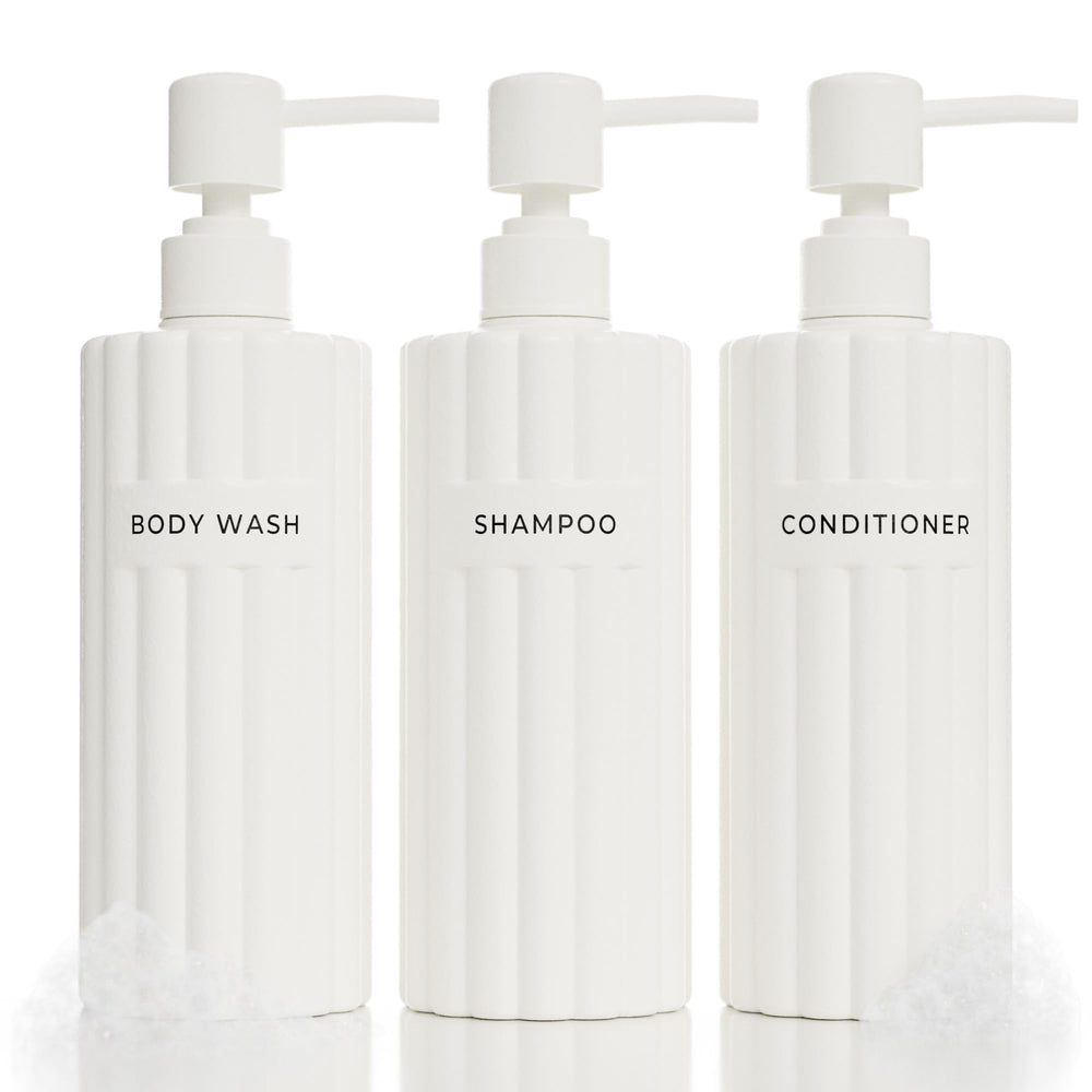 KIBAGA stylish shampoo-dispenser bottle 19oz capacity for organized shower essentials.