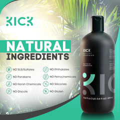 Kick Mens Shampoo tea tree leaf ingredient highlight for soothing scalp
