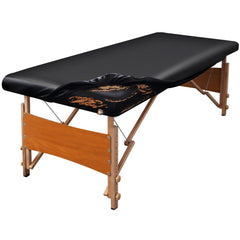 KIDOACOW leather massage table cover in black offers a durable surface for professional use.