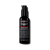 Kiehl's Age Defender Power Serum bottle shows quick-absorbing finish for men's skin.