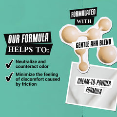 Cream-to-powder application visual highlights a dry-touch finish and comfortable wear.