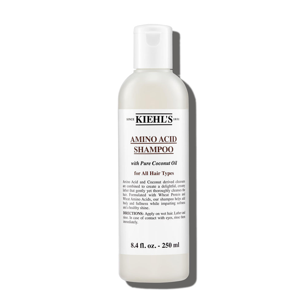 Kiehl's Amino Acid Shampoo bottle front promoting gentle cleansing.
