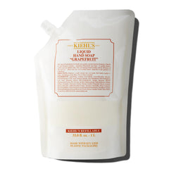 Kiehl's Grapefruit liquid hand soap bottle shows refreshing cleansing with hydrating benefits.