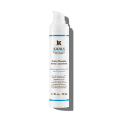Kiehl's Hydro-Plumping Serum bottle closeup showcasing lasting hydration.