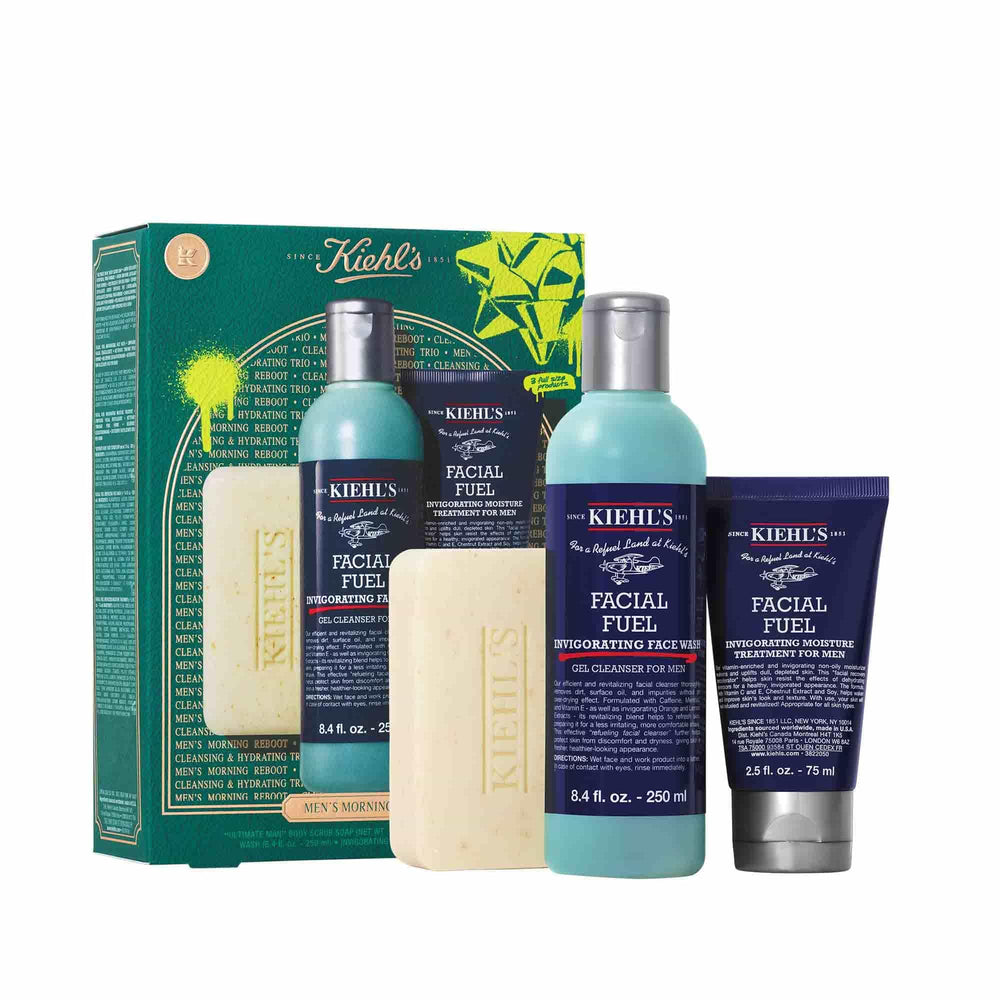 Kiehl's Men's Skincare Gift Set front view, ideal for gifting and starting a routine.