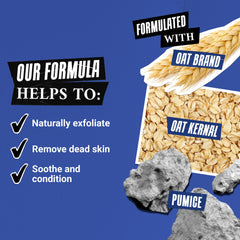 Kiehl's Ultimate Man Body Scrub bar texture closeup highlighting oatmeal bran and pumice exfoliants.