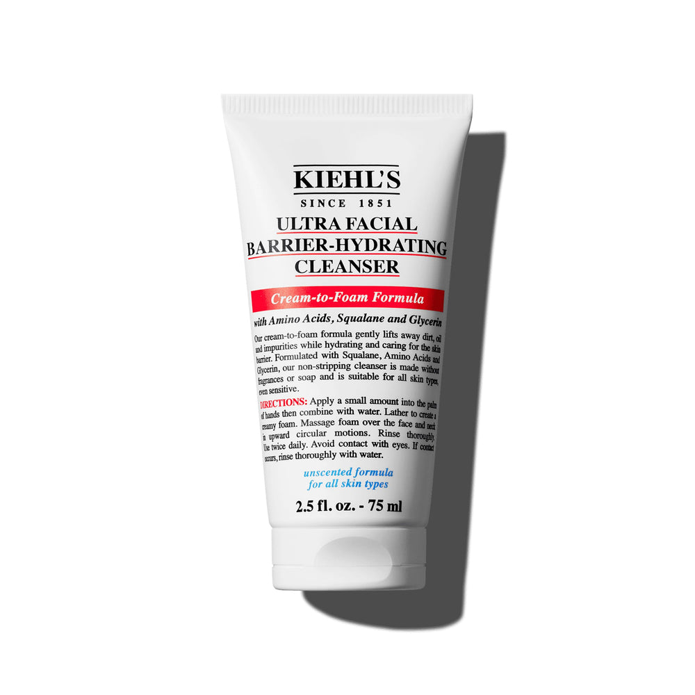 Kiehl's Ultra Facial Barrier-Hydrating Cleanser bottle for daily gentle cleansing.
