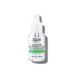 Kiehl's Ultra Pure Niacinamide Serum bottle close-up for oil control and natural glow.