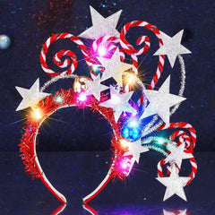 Kilshye light up star headband candy cane detail adds playful holiday charm.